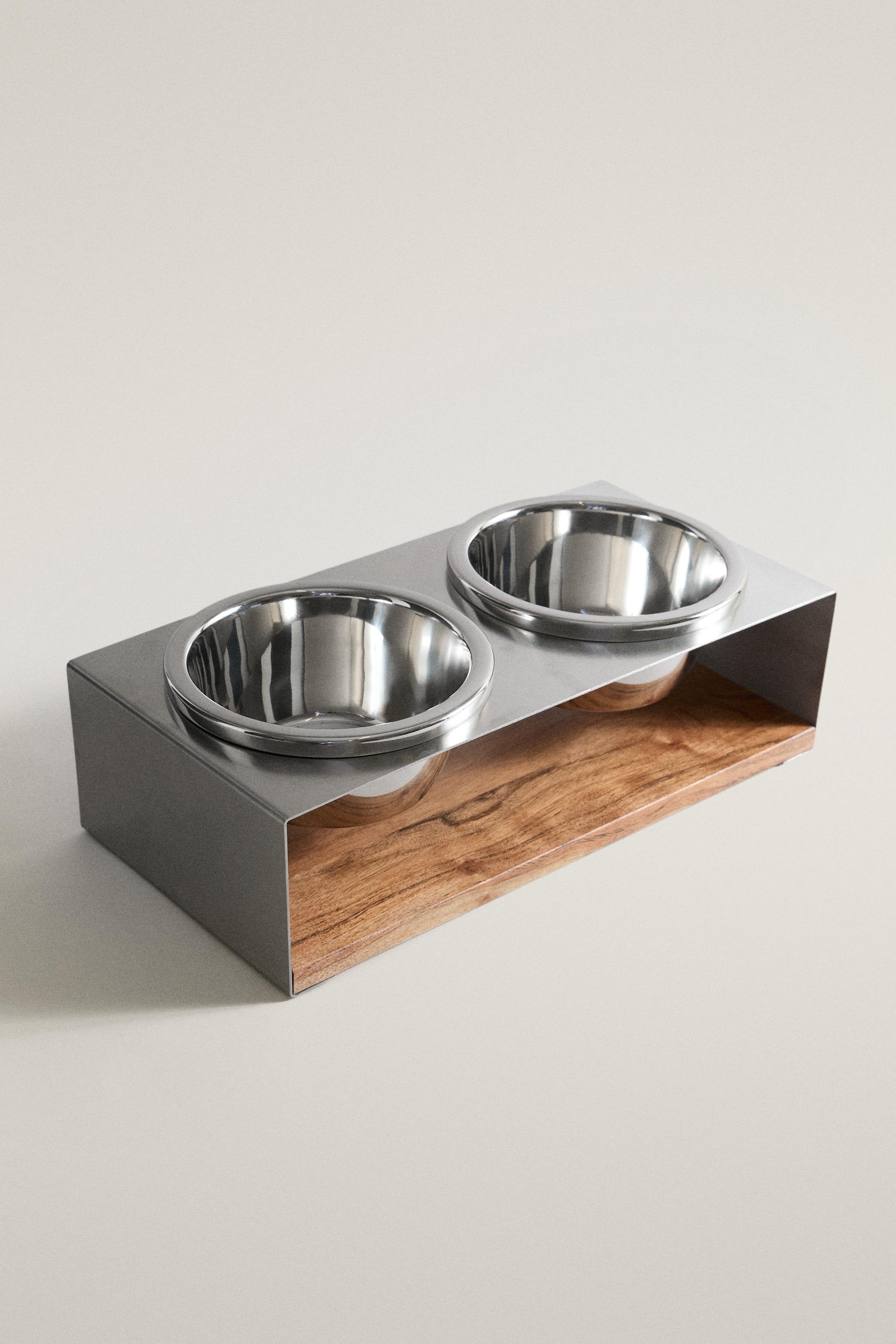 PET BOWL AND STAND SET - Matte silver | ZARA Canada