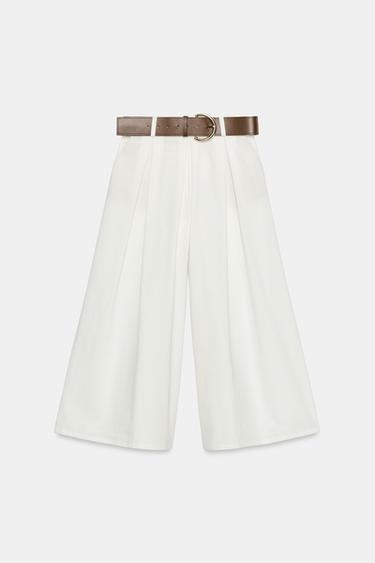 JUPE-CULOTTE À CEINTURE - Blanc de Zara