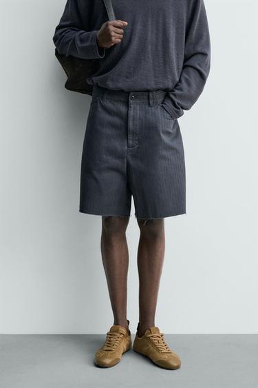 BERMUDA STRUCTURÉ COTON À PATTES - Indigo foncé de Zara - Image 1