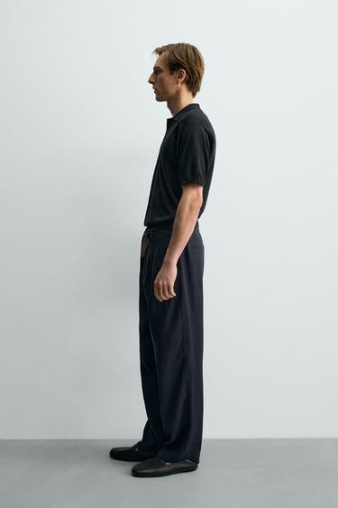 REGULAR FIT KNIT POLO SHIRT - Black by Zara - Image 3