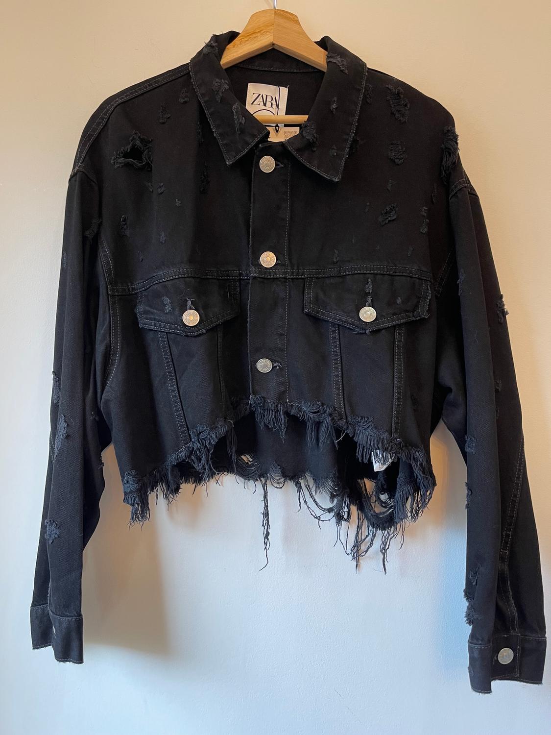 TRF RIPPED CROPPED DENIM JACKET - Image 8