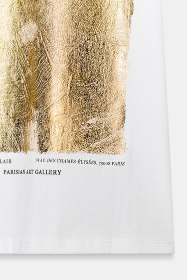 T-SHIRT IMPRIMÉ MÉTALLISÉ - Blanc de Zara - Image 3