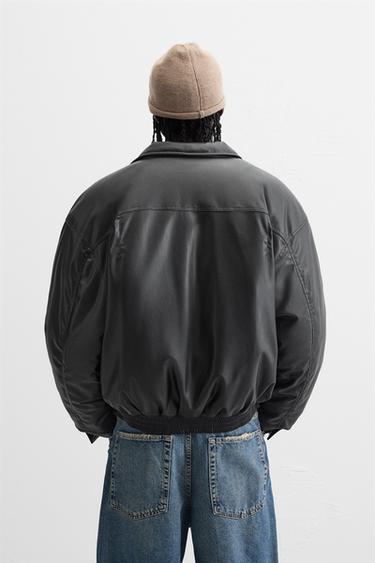 PADDED LEATHER EFFECT JACKET - Black by Zara - Image 2