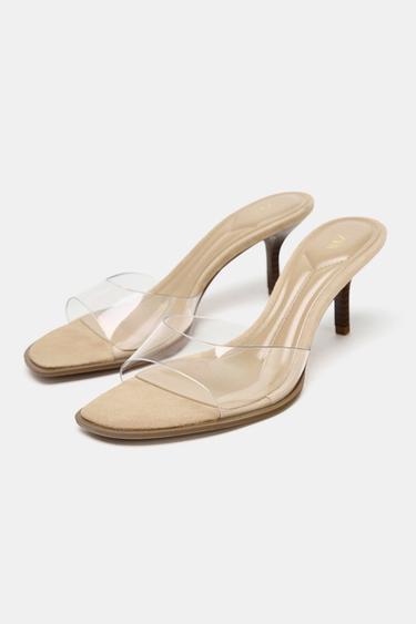 VINYL HEELED SANDALS - Light beige by Zara - Image 2