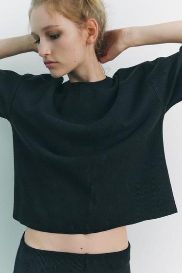 SOFT RIBBED TOP - Black by Zara