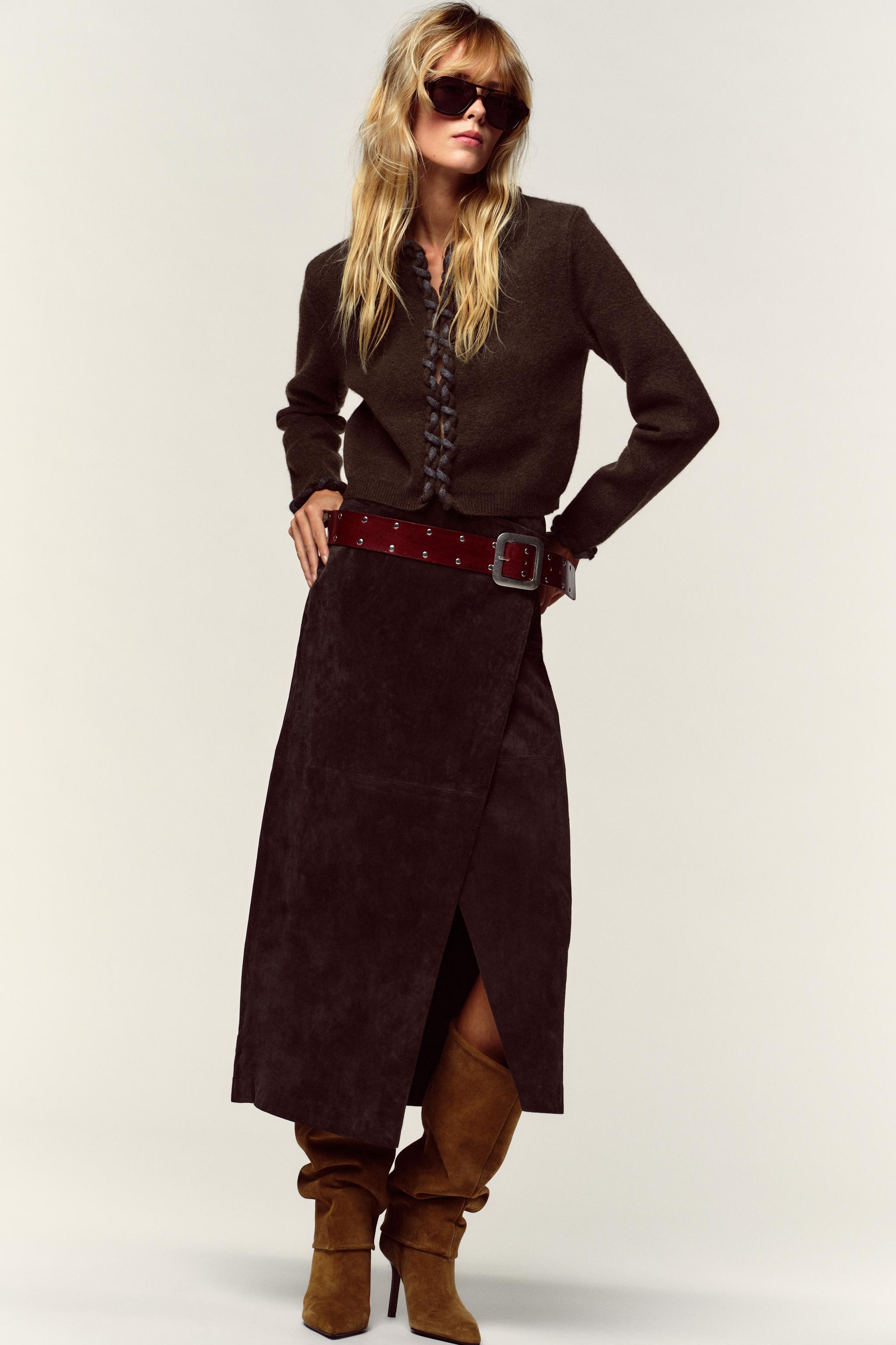 インターレース仕上げニットジャケット - ブラウン | ZARA Japan