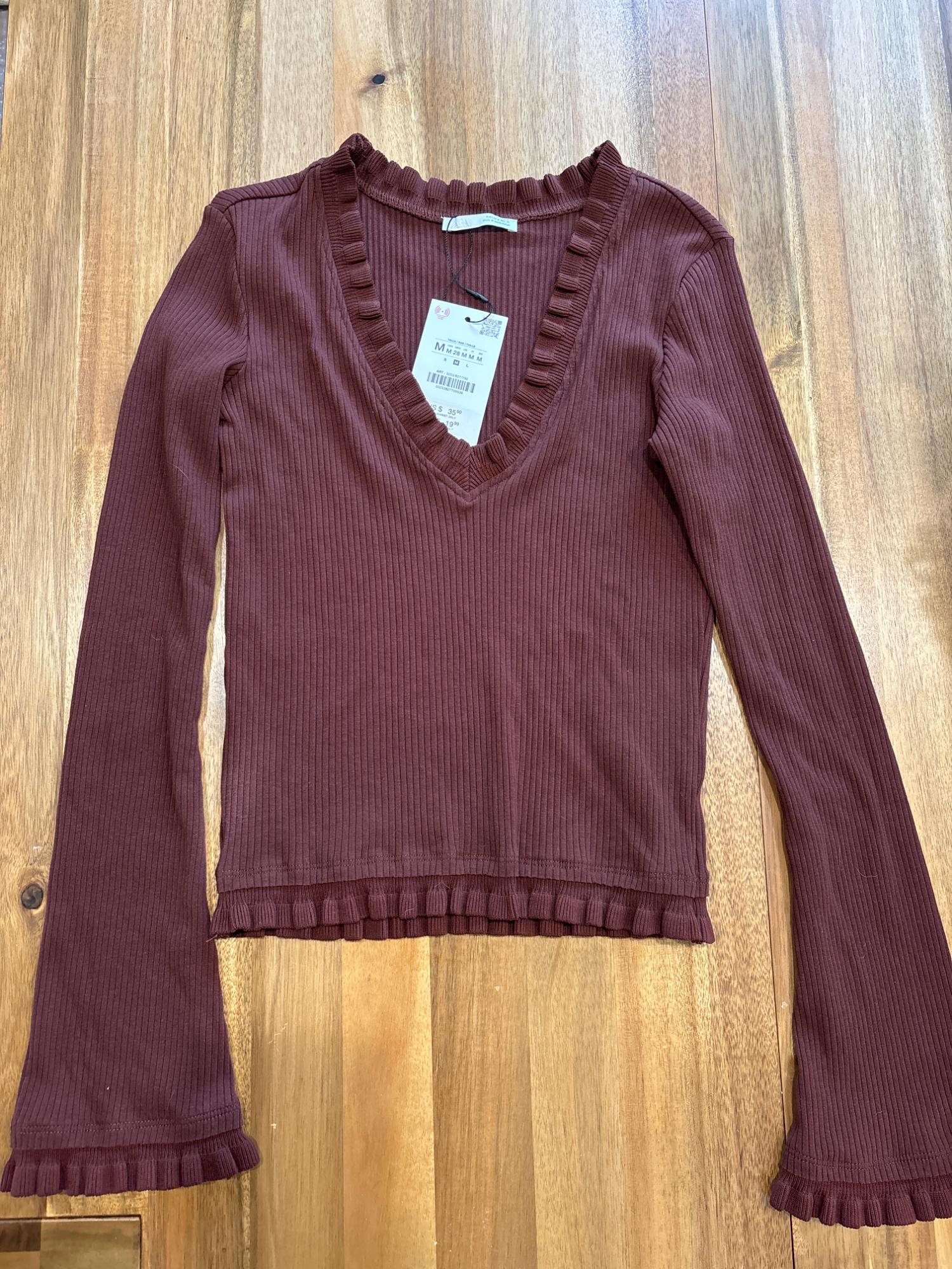 RUFFLED LONG SLEEVE TOP | Zara Preowned