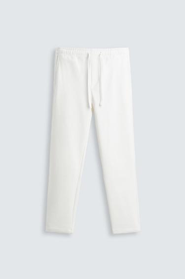 Zara JOGGER WAIST STRETCH PANTS - Oyster-white