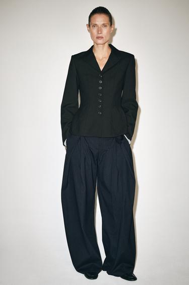БРЮКИ СО СКЛАДКАМИ НА ТАЛИИ ZW COLLECTION — МОРСКОЙ СИНИЙ от Zara