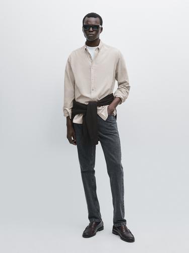 Zara Regular fit needlecord shirt - Sand