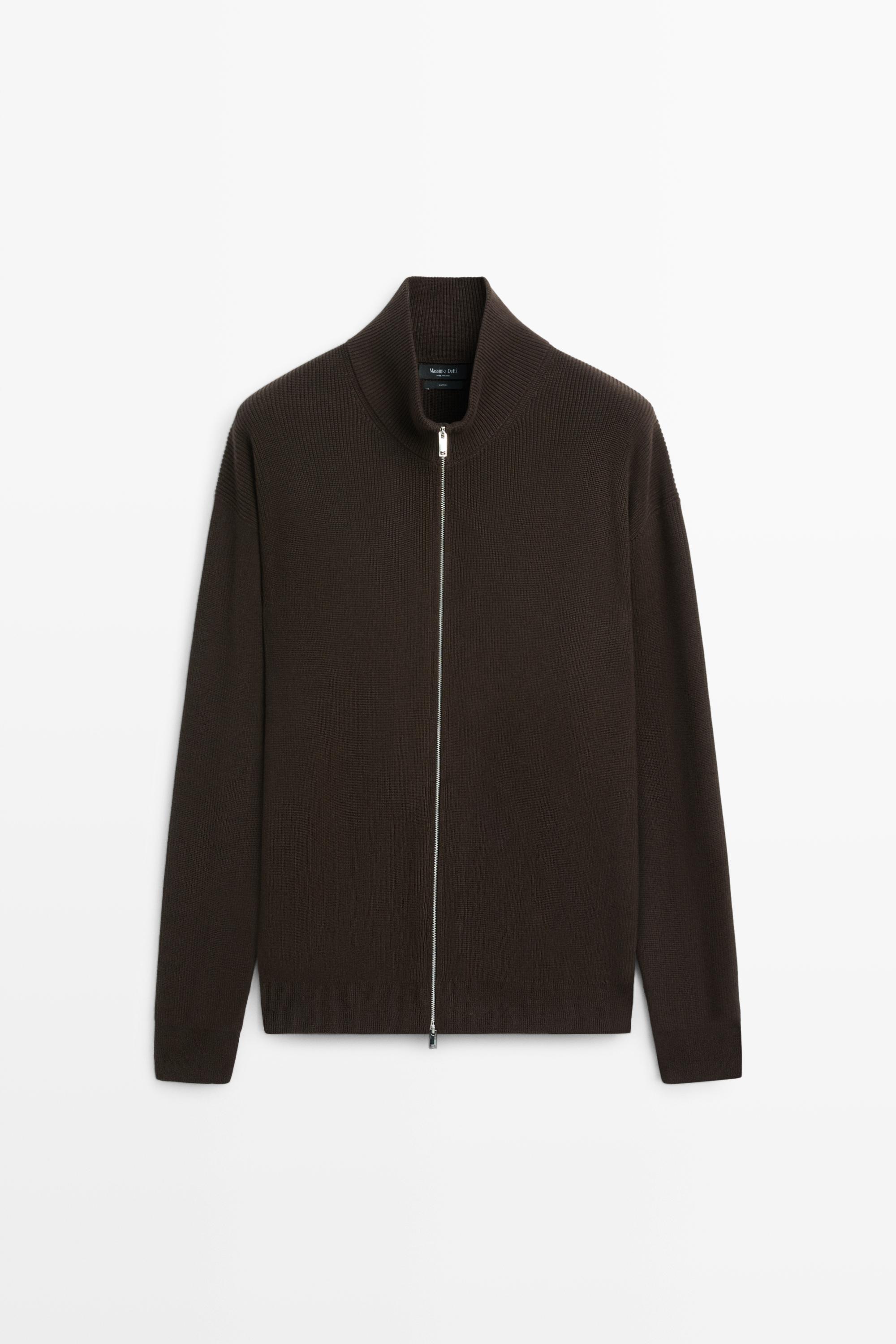 100% cotton ribbed knit cardigan