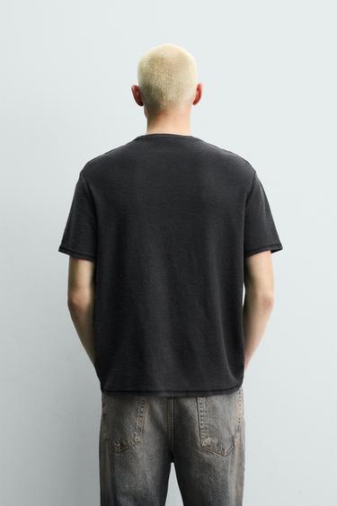 WASHED PRINT KNIT T-SHIRT - Black by Zara - Image 2