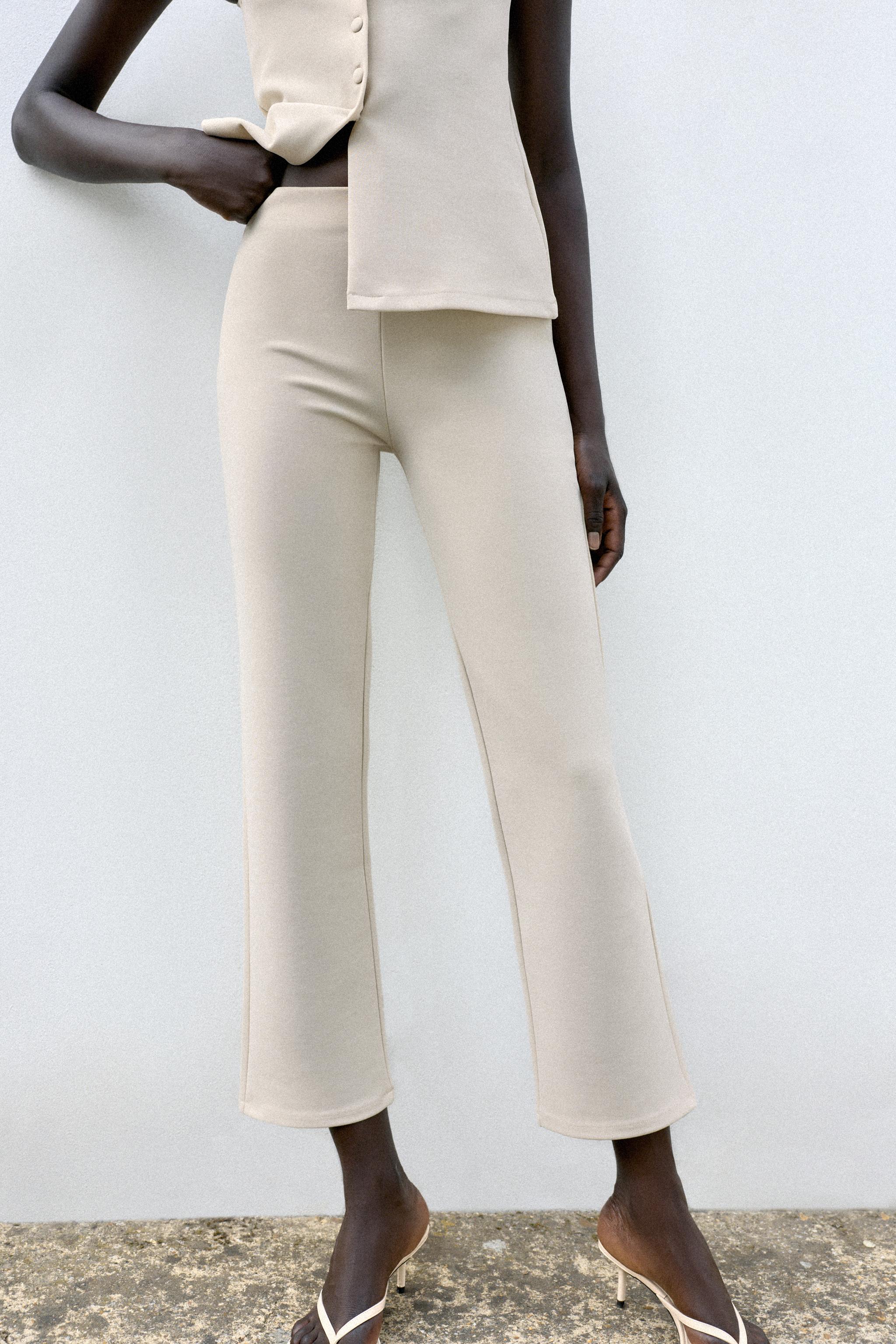 FITTED TROUSERS WITH POCKETS — Ecru