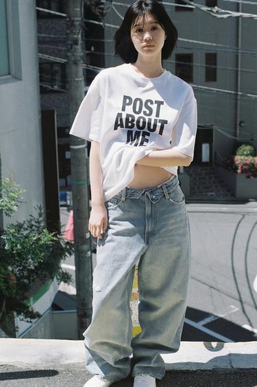 JEANS TRF FOLDED 하이웨이스트 - Zara 라이트 블루