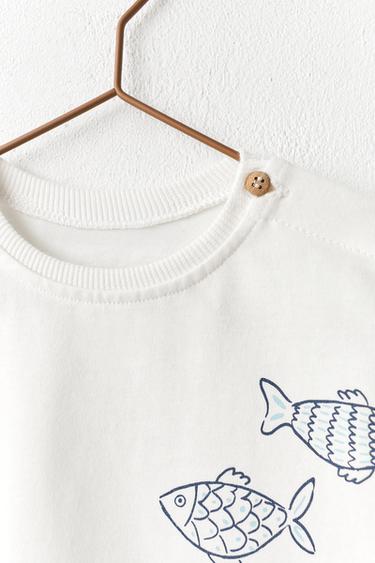 FISH PRINT T-SHIRT - White by Zara