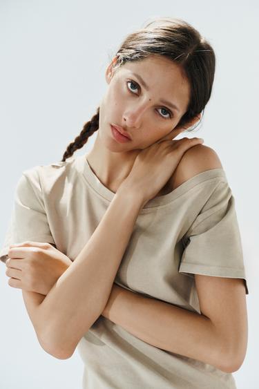 CAMISETA HEAVY COTTON MANGA CORTA - Beige de Zara