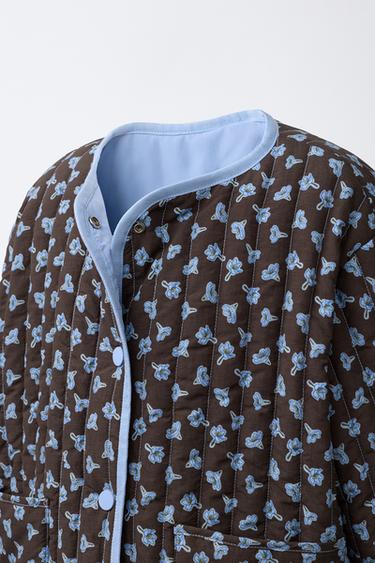 FLORAL PUFFER JACKET - Brown by Zara - Image 4