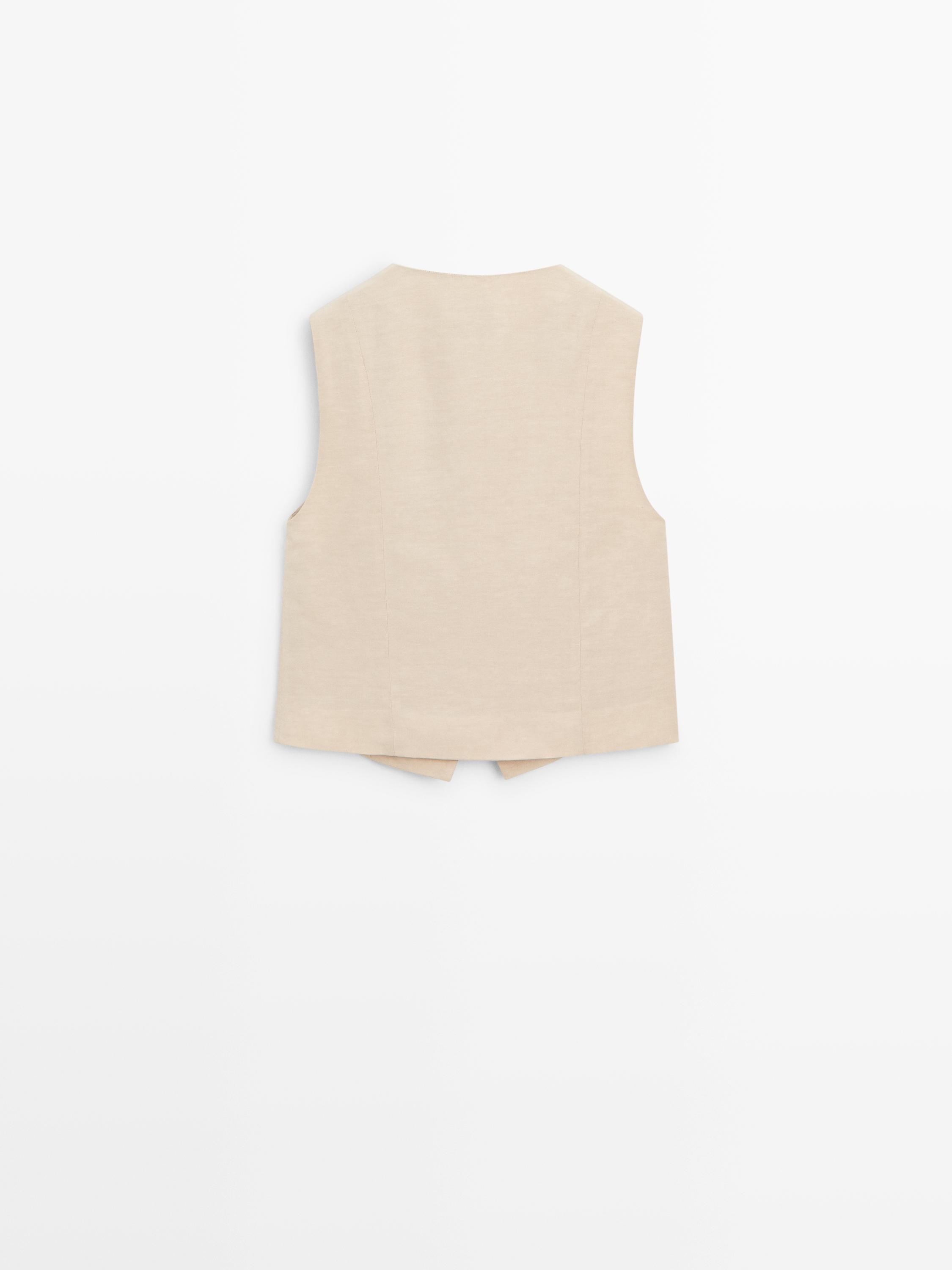 Buttoned linen blend waistcoat