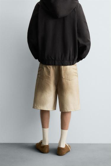 FADED PRINT BAGGY FIT BERMUDA SHORTS - camel by Zara - Image 2