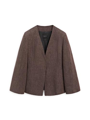Zara Linen lapelless blazer - Brown