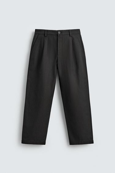 STRIPED TEXTURED CHINO TROUSERS - Blue by Zara - Image 6