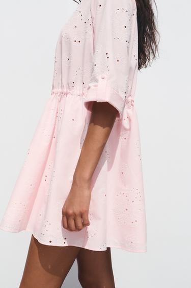 ROBE BRODÉE À EFFET GOMME - Rose de Zara - Image 2