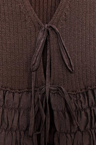 RUFFLED KNIT TOP - Brown by Zara - Image 5