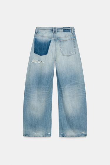 TRF RIPPED MID-RISE BAGGY JEANS - Light blue by Zara - Image 6