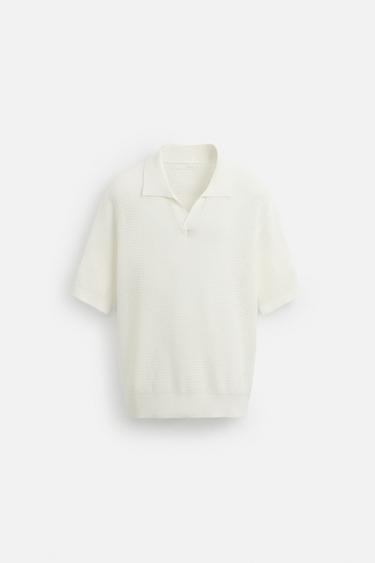 POLO EN MAILLE TEXTURÉE OUVERTE - Blanc de Zara - Image 6