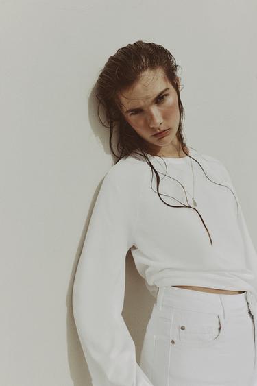 RAGLAN LONG SLEEVE T-SHIRT - White by Zara