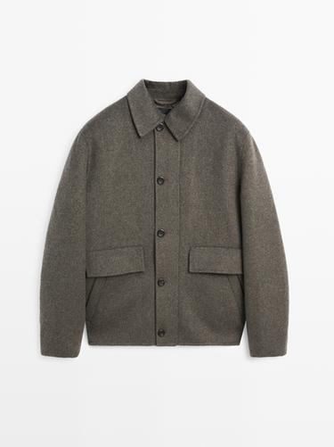 Manteau court matelassé avec intérieur en laine mélangée - Écaille de Zara