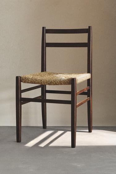 WOODEN CHAIR WITH WOVEN DETAIL - Brown by Zara