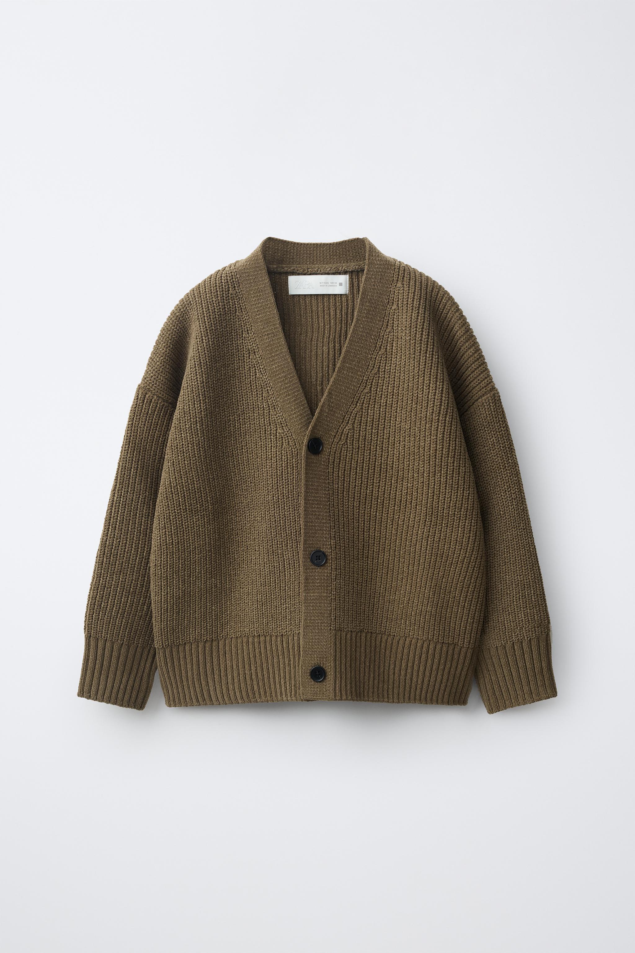 シェニールニットカーディガン - ミディアムカーキ | ZARA Japan / 日本