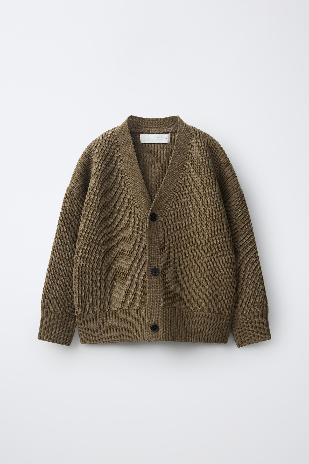 STRUCTURED CARDIGAN — Mid khaki