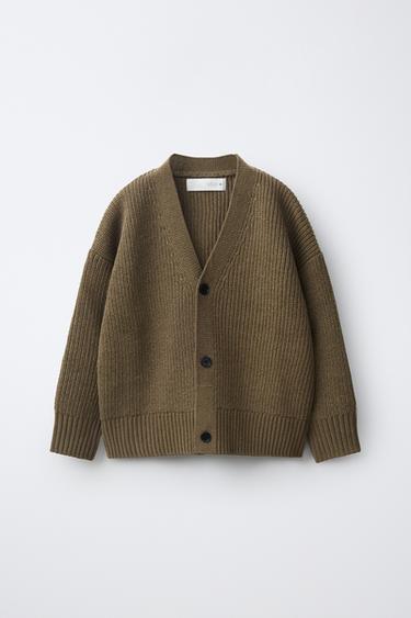 STRUCTURED CARDIGAN — Mid khaki 1