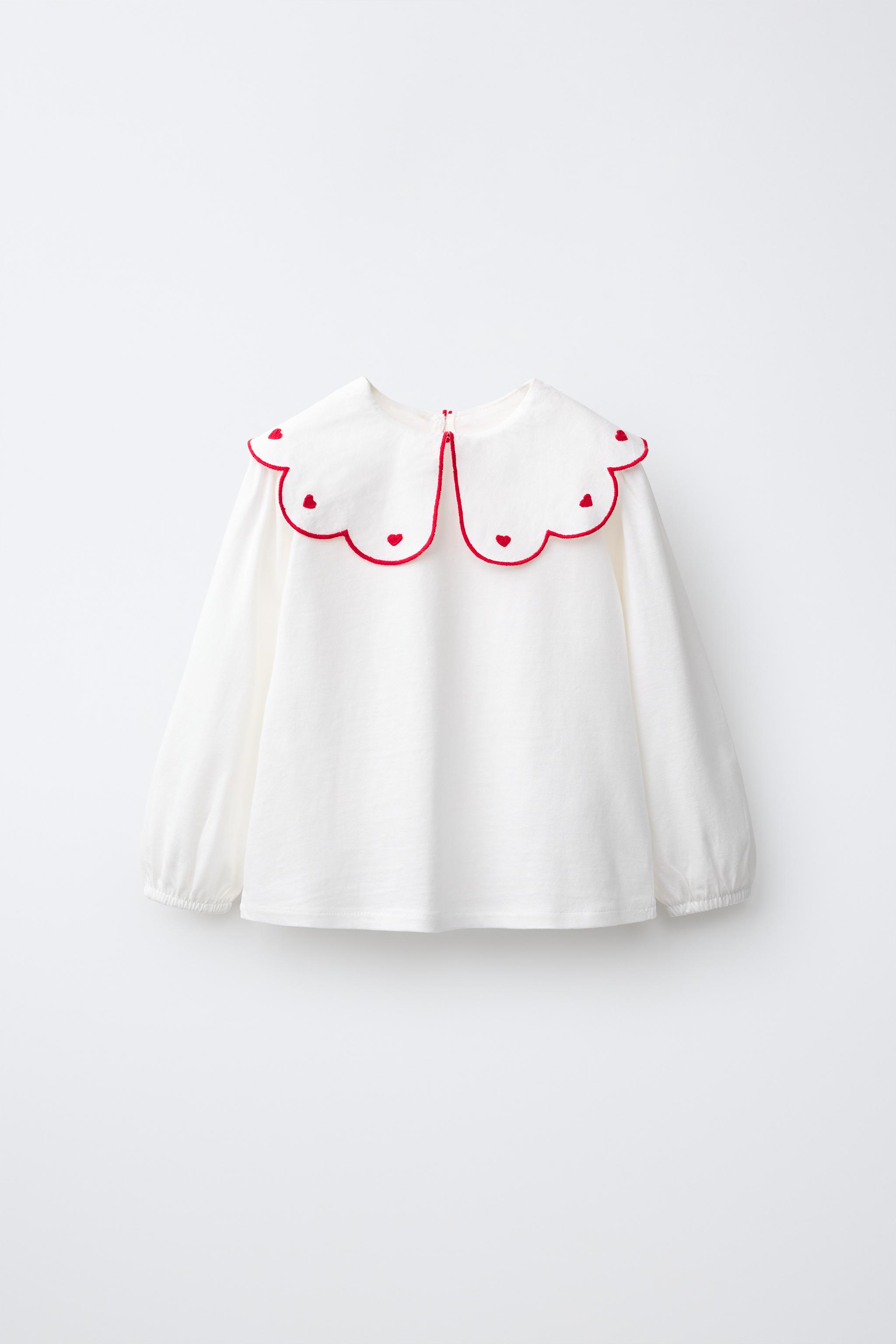 EMBROIDERED PETER PAN COLLAR T-SHIRT