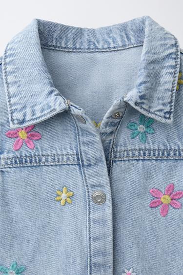 DENIM DRESS WITH EMBROIDERED FLOWERS - Blue by Zara - Image 2