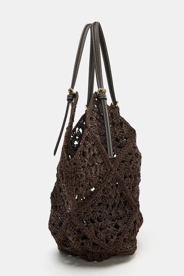 SAC SHOPPER TRESSÉ - Marron de Zara - Image 4
