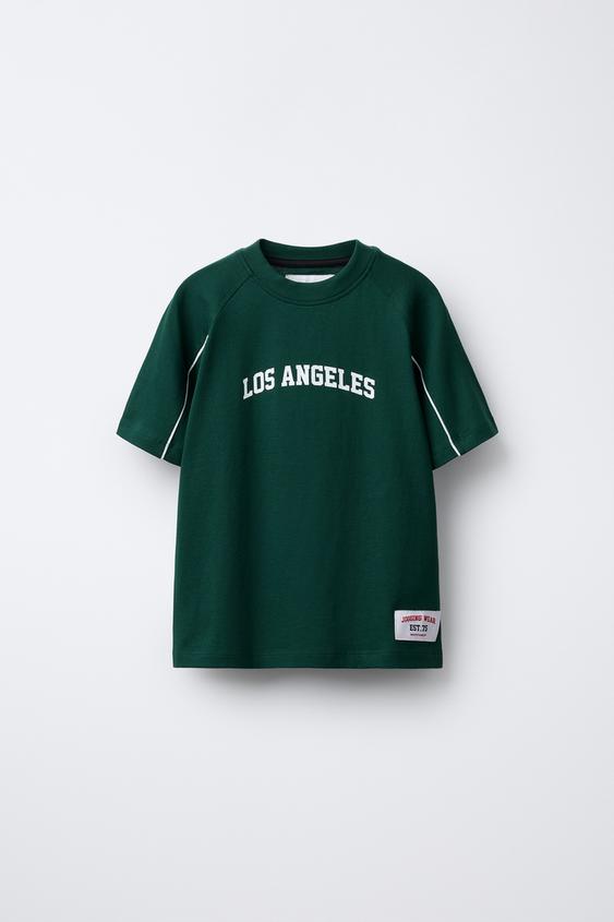 JOGGING T-SHIRT WITH LABEL - Dark green | ZARA Hungary / Magyarország