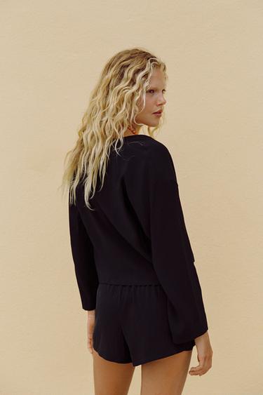 RELAXED SHORTS WITH ELASTICATED WAIST AND BUTTONS - Black by Zara - Image 2