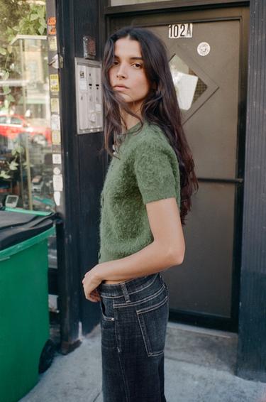 Zara TRF 低腰直筒牛仔褲 - 海藍色