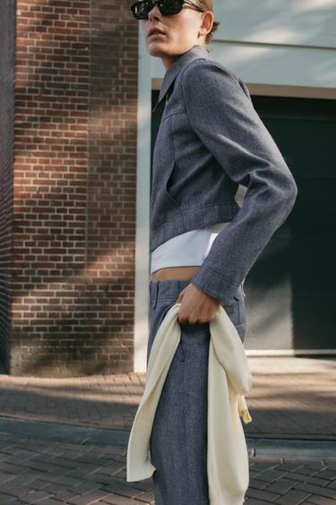 STITCHED DETAIL TROUSERS WITH BELT LOOPS - Blue de Zara - Image 5