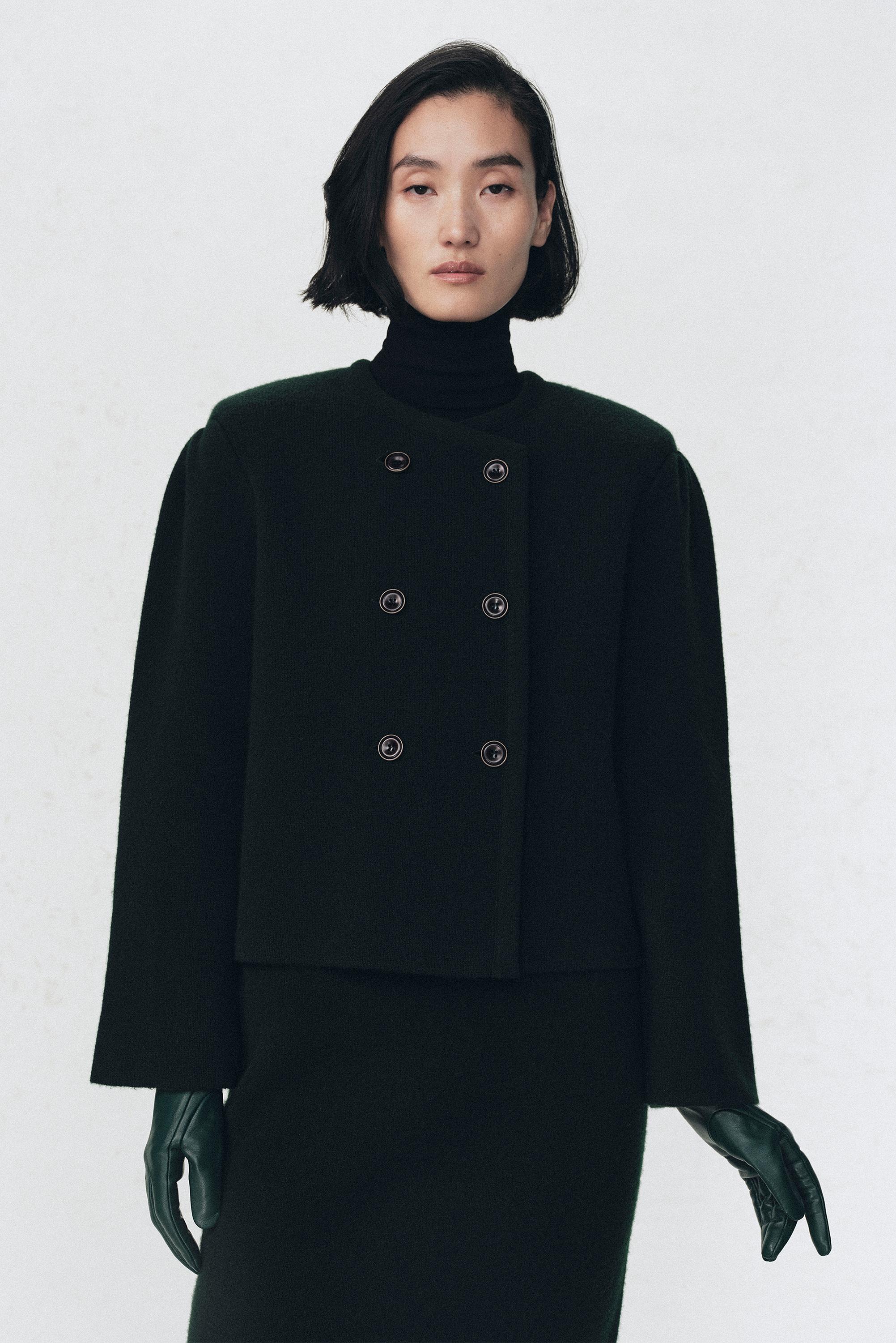 WOOL SHOULDER PAD JACKET SOSHIOTSUKI X ZARA - Dark bottle green