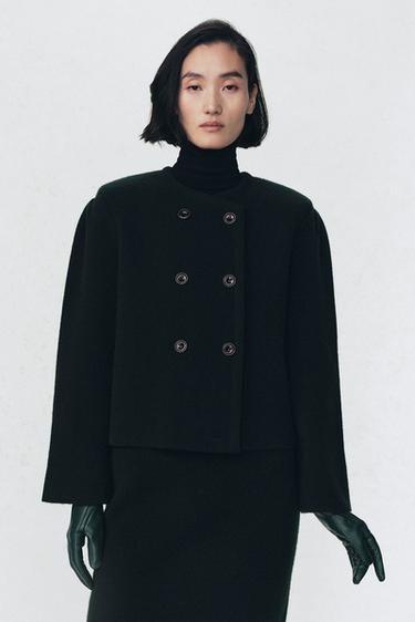 WOOL SHOULDER PAD JACKET SOSHIOTSUKI X ZARA - Dark bottle green by Zara