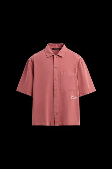 EMBROIDERED TEXTURED OVERSHIRT - Pale pink by Zara