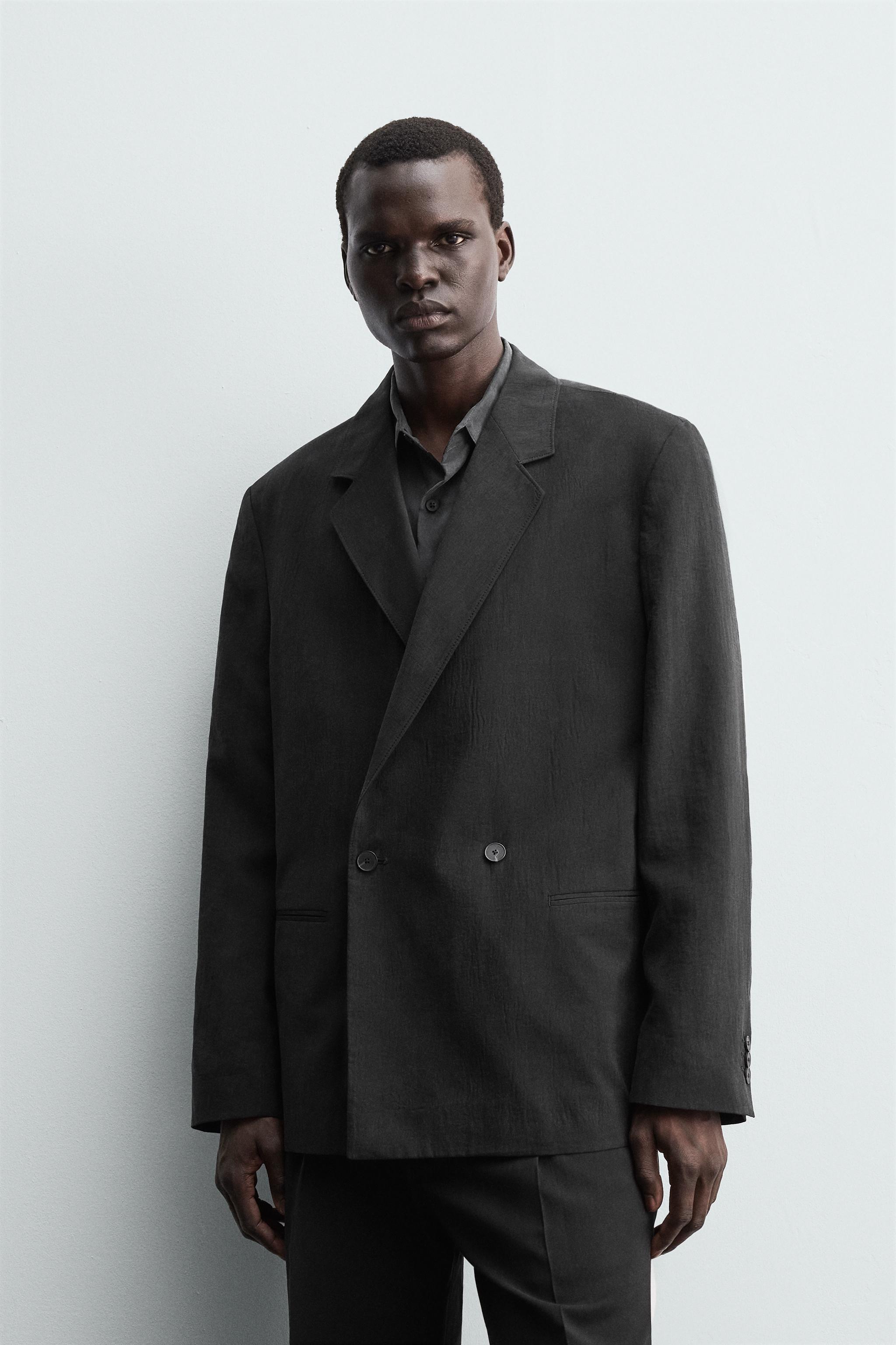 【ZARA】 スーツsize52 ブラック ストライプ super 120's 2WAYストレッチ】2つボタン スーツ ブラック シャドウストライプ