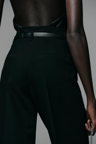 PANTALON BAS AVEC REVERS ET CEINTURE - Noir de Zara - Image 5