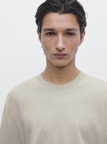 Zara 100% cotton medium weight T-shirt - Stone