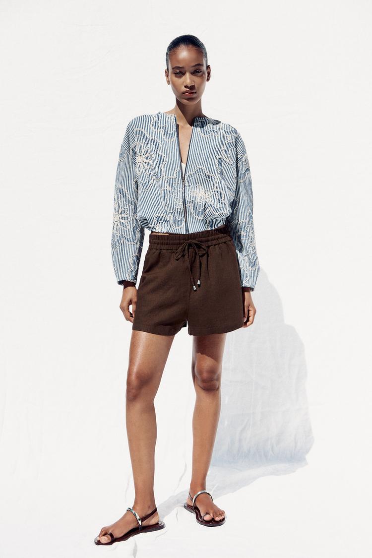 TEXTURED BOMBER JACKET Blue White ZARA United States