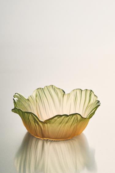 꽃 디자인 유리 볼 - Zara 초록